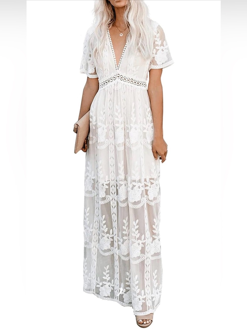 Bohemian Vibes White Lace Maxi